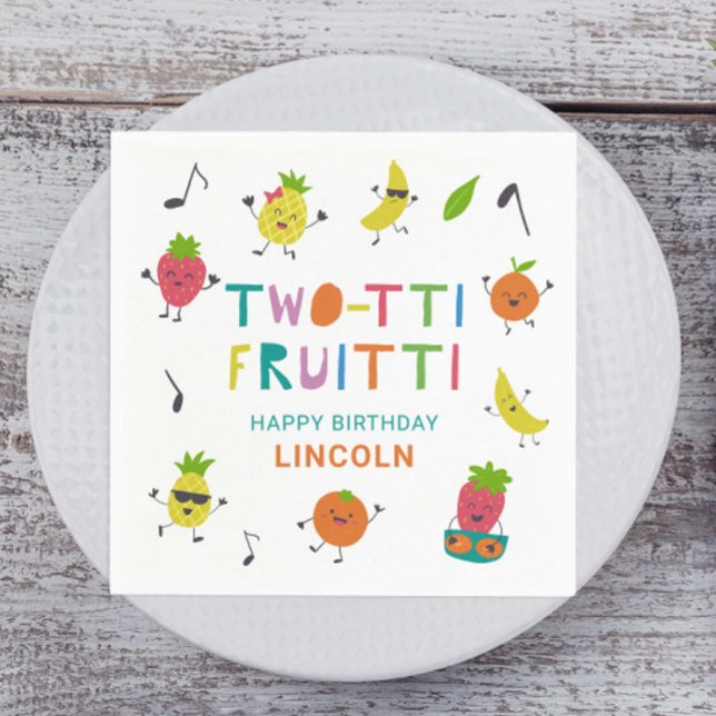 Guardanapo De Papel Tutti Fruitti Aniversário Frutas Personalizadas (Criador carregado)