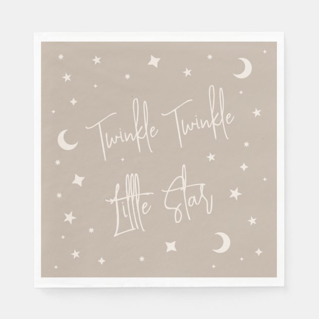 Guardanapo De Papel Twinkle Twinkle Little Star Beige Baby Shower (Frente)