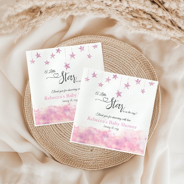 Guardanapo De Papel Twinkle Twinkle Little Star Pink Girl Baby Shower (Criador carregado)