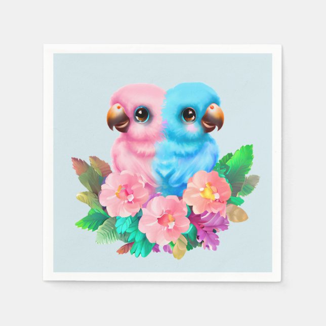 Guardanapo De Papel Twins de Papagaio Bebês (Frente)