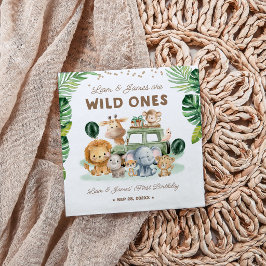 Guardanapo De Papel Twins Wild One 1st Birthday Safari Animals