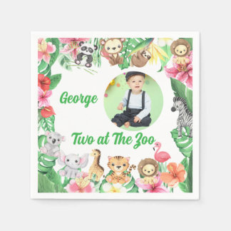 Guardanapo De Papel Two at The Zoo Jungle Safari Photo Birthday 