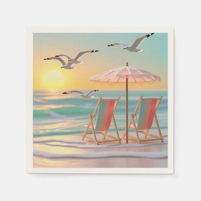 Guardanapo De Papel "Two Chairs Beside The Sea" (Frente)