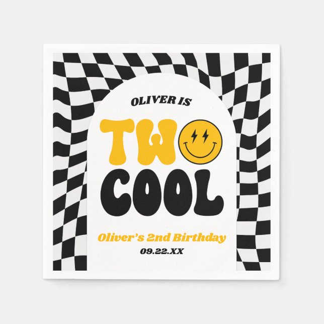 Guardanapo De Papel Two Cool Retro First 2nd Birthday Party (Frente)