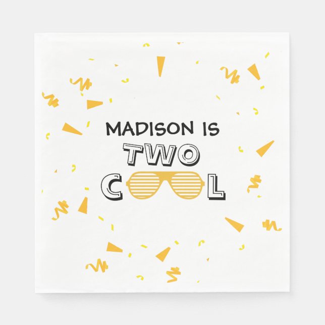 Guardanapo De Papel TWO Cool Sunglass 2nd Birthday Party (Frente)