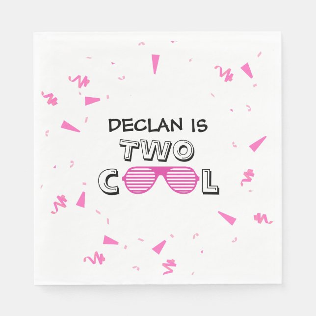 Guardanapo De Papel TWO Cool Sunglass 2nd Birthday Party Paper Plates (Frente)