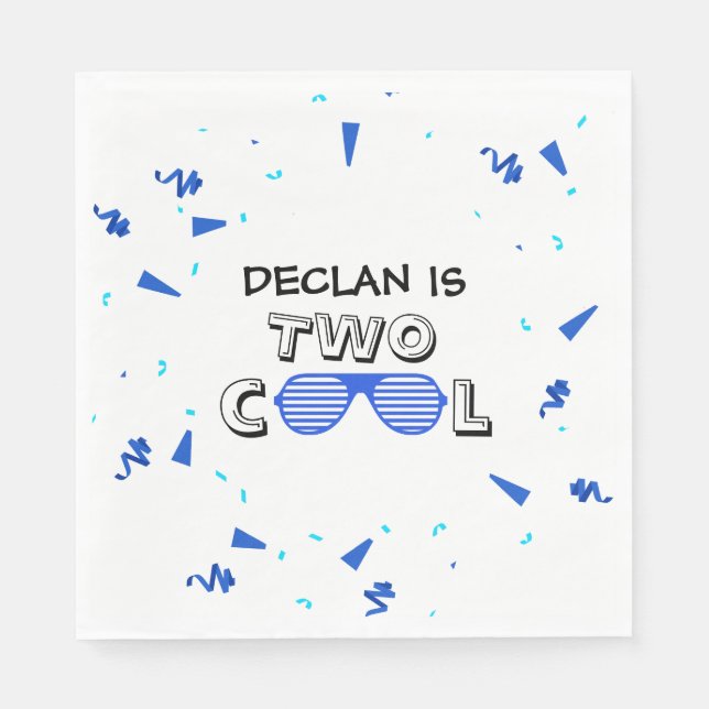 Guardanapo De Papel TWO Cool Sunglass 2nd Birthday Party Paper Plates (Frente)