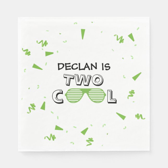 Guardanapo De Papel TWO Cool Sunglass 2nd Birthday Party Paper Plates (Frente)