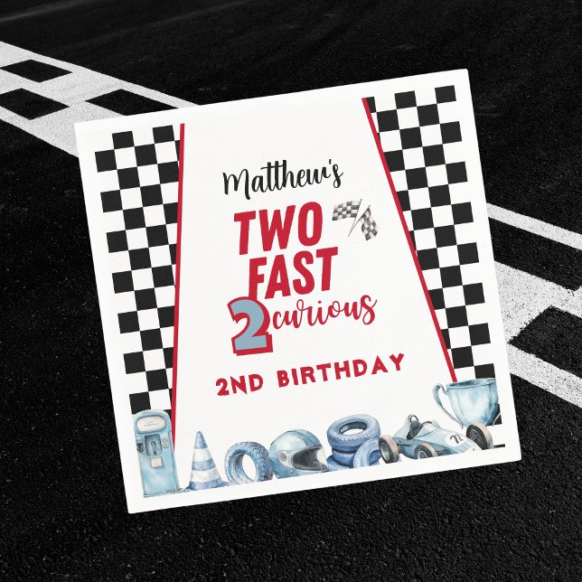 Guardanapo De Papel Two Fast 2nd birthday Boy Racing Car Invitation (Criador carregado)
