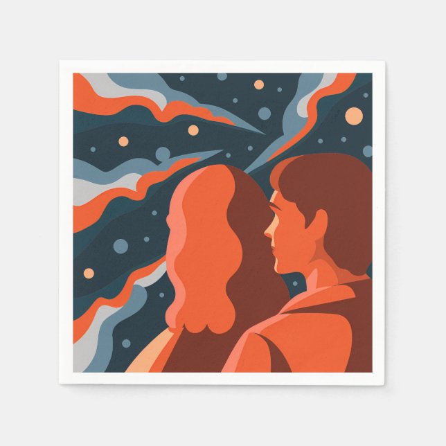 Guardanapo De Papel Two Figures Contemplating an Abstract Cosmic Scene (Frente)