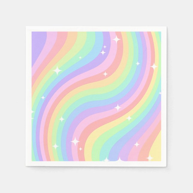 Guardanapo De Papel Two Groovy | Retro Pastel Rainbow 2nd Birthday (Frente)
