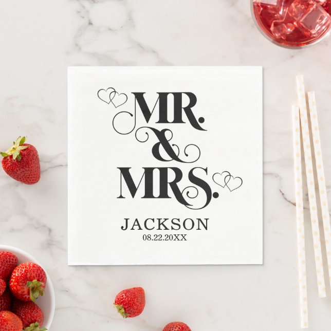 Guardanapo De Papel Two Hearts Mr. & Mrs. Wedding (Insitu)