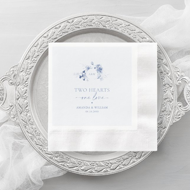 Guardanapo De Papel Two Hearts · One Love Dusty Blue Wedding  (Criador carregado)