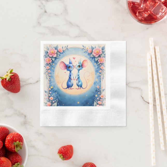 Guardanapo De Papel Two Hearts, One Love – Wedding Mice.  (Insitu)