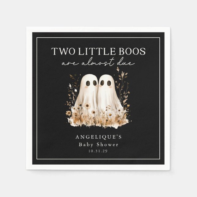 Guardanapo De Papel Two Little Boos Ghosts Wildflower Baby Shower  (Frente)