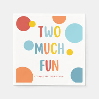 Guardanapo De Papel Two Much Fun Colorful 2nd Birthday Party Napkins