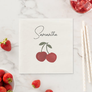 Guardanapo De Papel Two Red Cherries Illustration | Cute Fruit Art 
