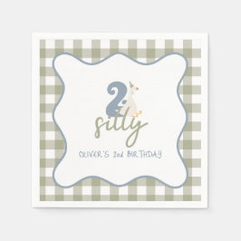 Guardanapo De Papel Two Silly Goose blue and green 2nd Birthday