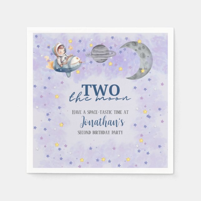 Guardanapo De Papel Two The Moon Boy Space Rocket 2nd Birthday  (Frente)