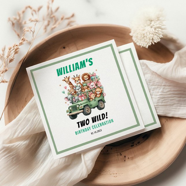 Guardanapo De Papel Two Wild Safari Animal 2nd Birthday Party (Two Wild Safari Animal 2nd Birthday Party paper napkins
)