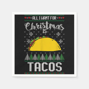 Guardanapo De Papel Ugly Xmas Taco Lover me dá tudo que quero no Natal