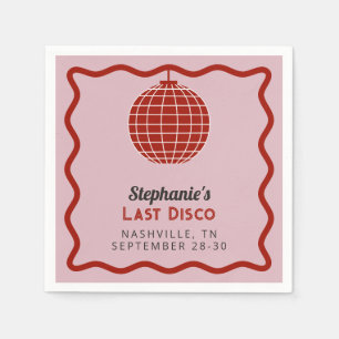Guardanapo De Papel Última Bachelorette de Disco Vermelho e Rosa 70s
