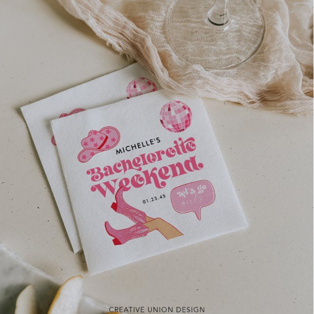 Guardanapo De Papel Última Festa de Despedida de Solteira Disco Rodeio (Criador carregado)