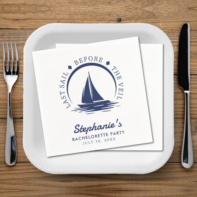 Guardanapo De Papel Última vela antes da Festa de solteira de véu (Last Sail Before the Veil Bachelorette Party Napkins
)