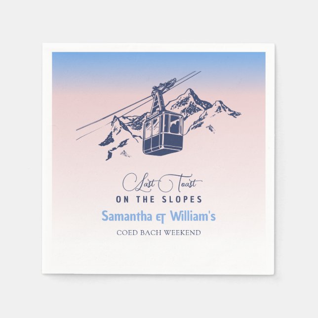 Guardanapo De Papel Último Brinde Na Bachelorette Slope Ski Obrigado (Frente)