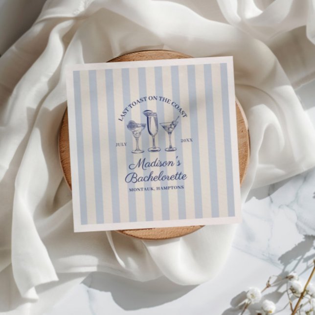 Guardanapo De Papel Último Brinde na Costa Listra Azul Desbotado (Criador carregado)