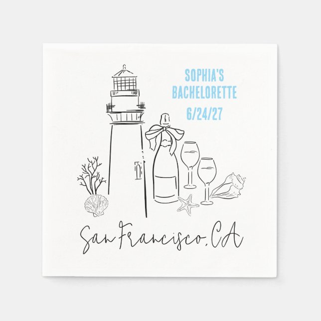 Guardanapo De Papel Último brinde na Festa de solteira costeira (Frente)