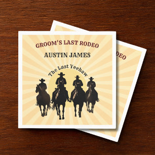 Guardanapo De Papel Último Rodeio Cowboys Sunset Groom's Name Solteiro