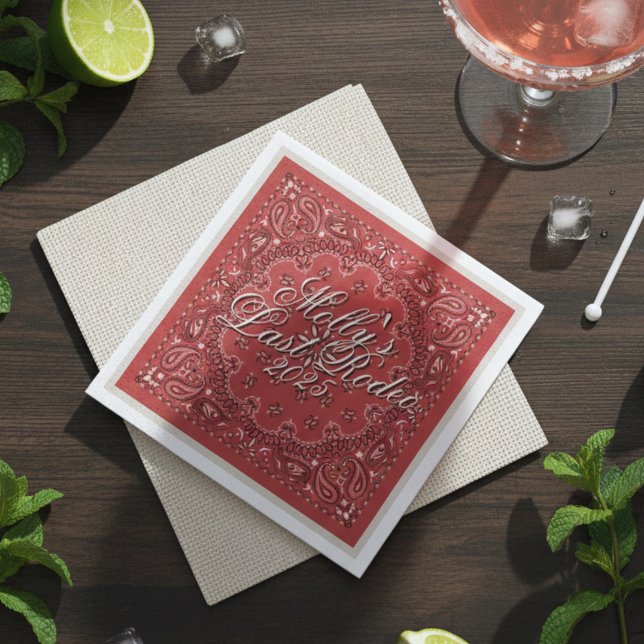 Guardanapo De Papel Último Rodeio Vermelho Western Despedida de Soltei (Last Rodeo Red Western Bachelorette Napkins)