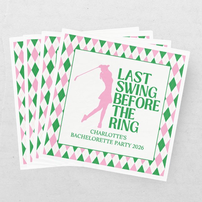 Guardanapo De Papel Último Swing de Golfe Despedida de Solteira Rosa V (Criador carregado)