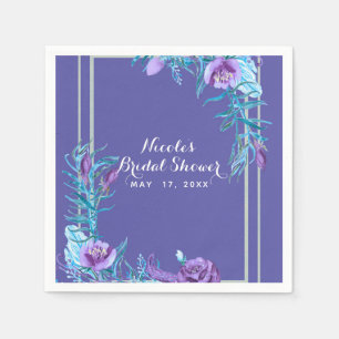 Guardanapo De Papel Ultra Violeta Roxo & Aqua Floral Chic