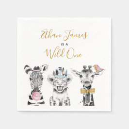 Guardanapo De Papel Um Animal Selvagem Safari Preto Branco Dourado Ani