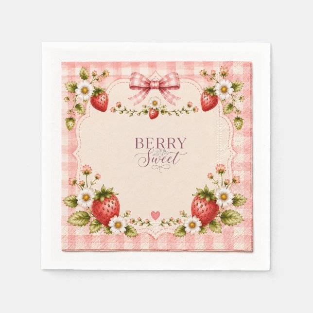 Guardanapo De Papel Um Aniversário Doce como uma Baga (Frente)