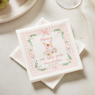 Guardanapo De Papel Um Arco Rosa Floral de um Ganso Tolo para 1º Anive