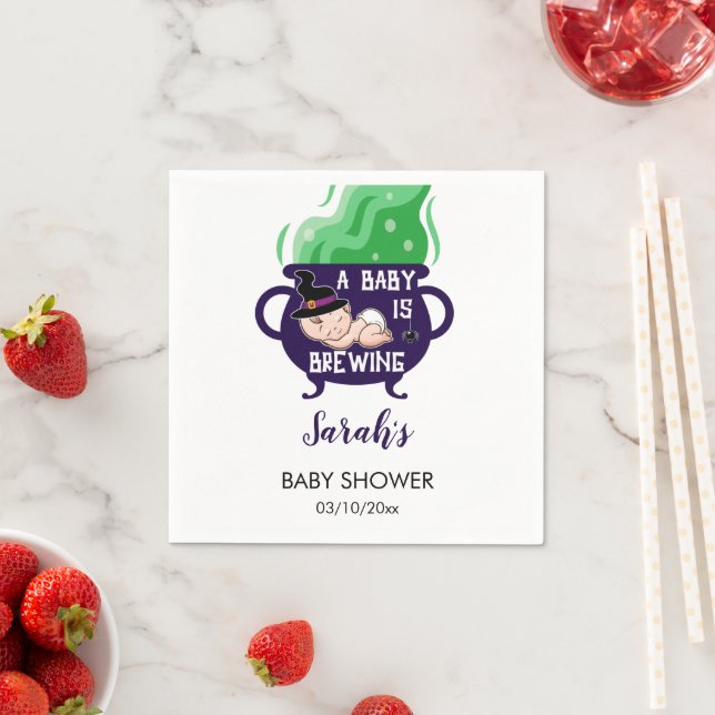 Guardanapo De Papel Um Bebê Está Fazendo Chá de fraldas De Halloween (Insitu)