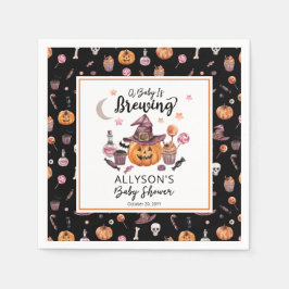 Guardanapo De Papel Um Bebê Está Fazendo Chá De Halloween Jack-O-Lante