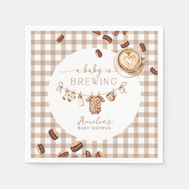 Guardanapo De Papel Um Bebê Está Preparando Café Chá de Bebê  (Frente)