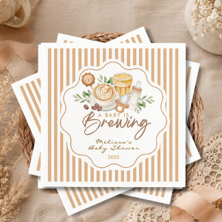 Guardanapo De Papel Um Bebê Está Preparando Café Latte Chás de Bebê