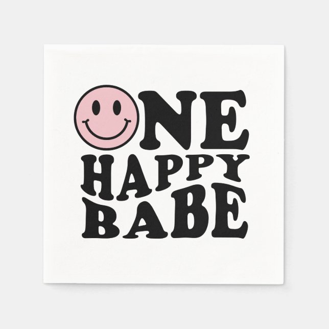 Guardanapo De Papel Um Bebê Feliz, Rosa, Sorriso Feliz Aniversário (Frente)