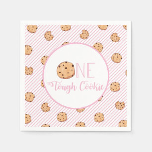 Guardanapo De Papel Um Biscoito Duro Leite Rosa e Biscoitos Aniversári