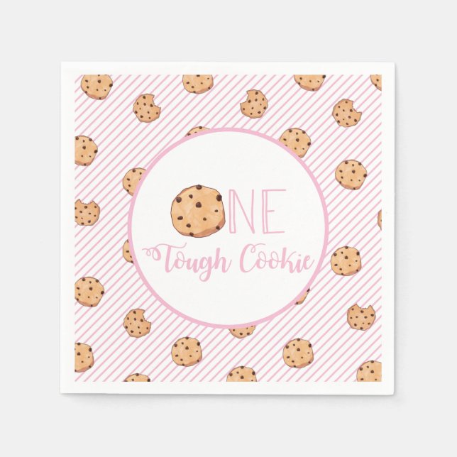 Guardanapo De Papel Um Biscoito Duro Leite Rosa e Biscoitos Aniversári (Frente)