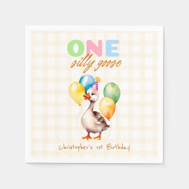 Guardanapo De Papel Um Bobo ganha amarelo gênero Gingham neutro (Frente)