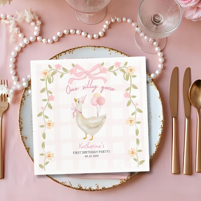 Guardanapo De Papel Um Bobo ganha primeiro aniversario de pata rosa co (Criador carregado)