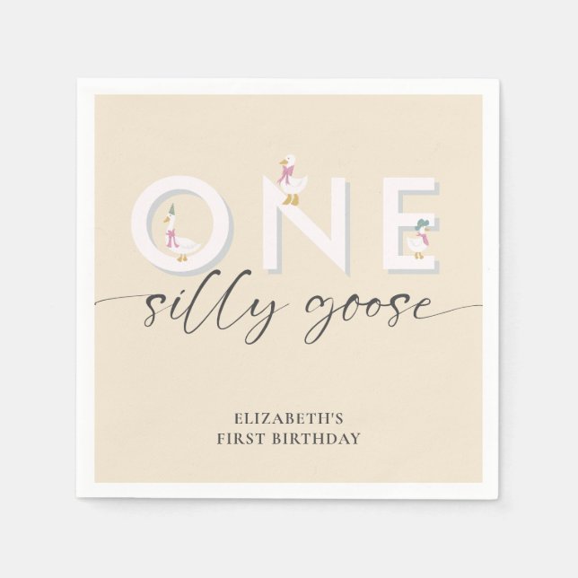 Guardanapo De Papel Um Bobo ganso primeiro aniversario (Frente)