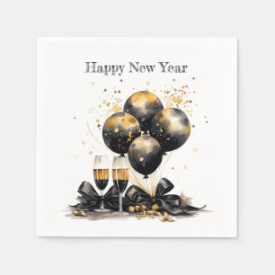 Guardanapo De Papel 🍾 🌟 "Um brinde a novos começos" Napkin de Ano No