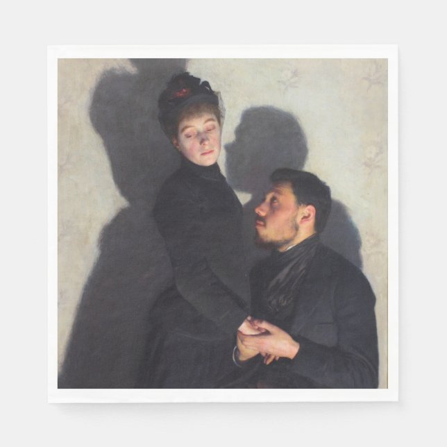 Guardanapo De Papel Um Casal com Sombras Transpostas (por Emile Friant (Frente)